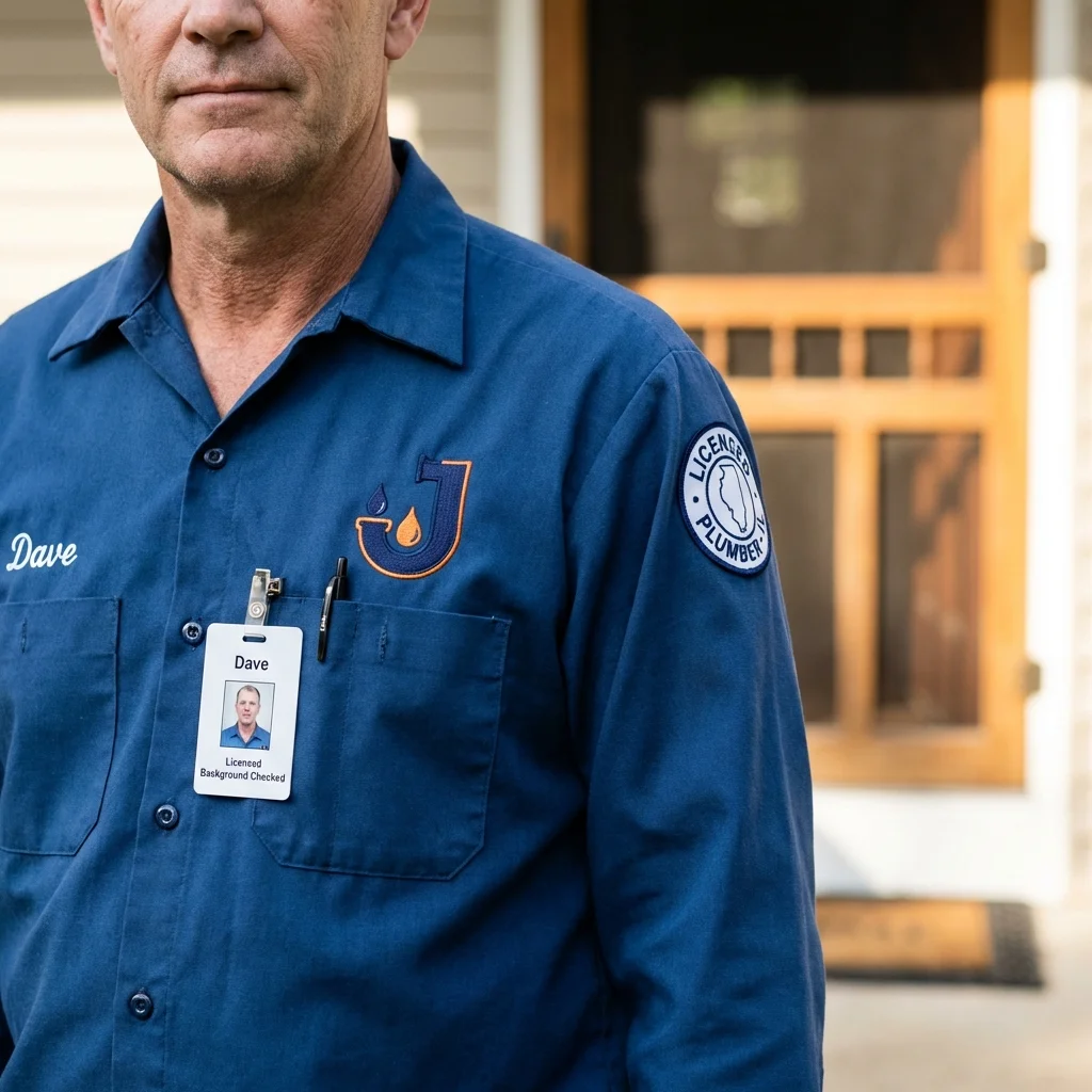 Licensed plumber showing ID badge in New Castle, CO