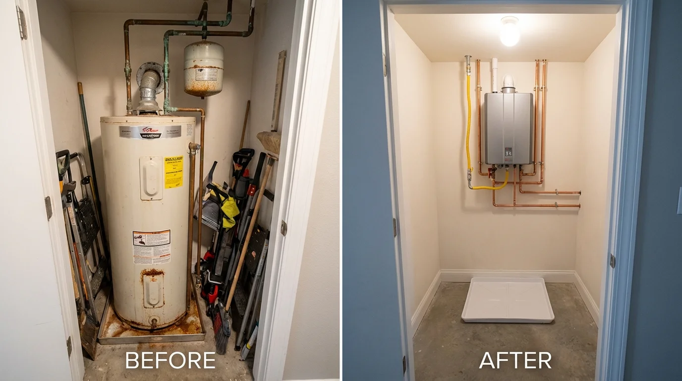 Tank water heater versus wall-mounted tankless unit comparison for New Castle, CO homeowners